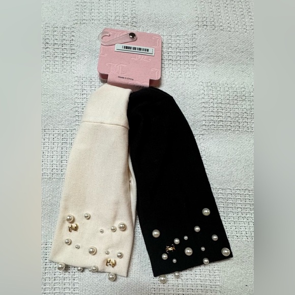 Juicy Couture Black and Cream Pearl Studded Headbands - Picture 2 of 2